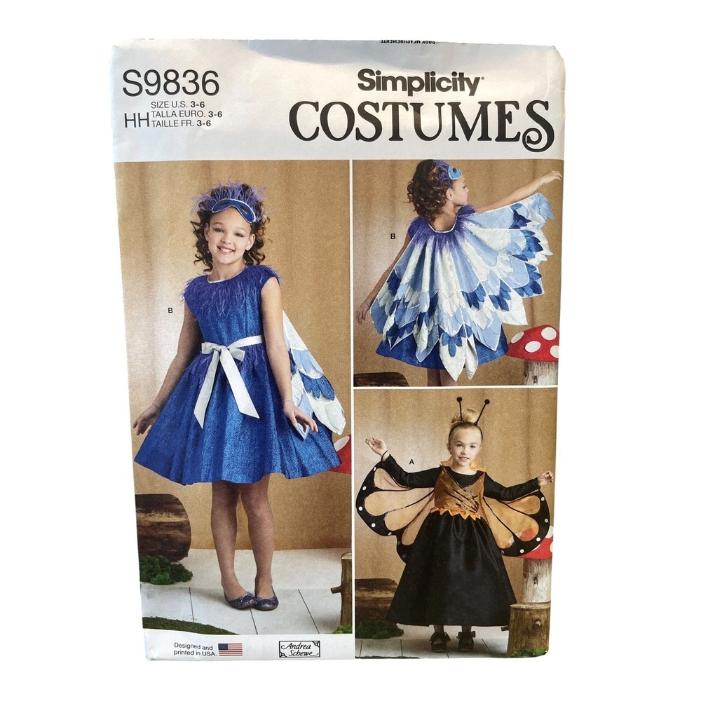Simplicity S9836 Childrens Girls Costumes Dress Wings US 3-6 Fantasy Bee